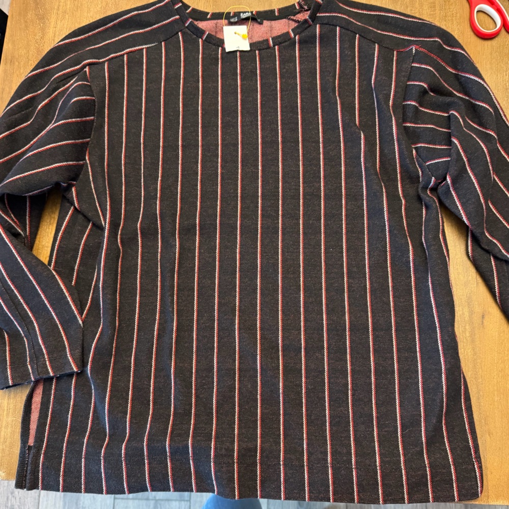 Zara Black and Red Striped Top